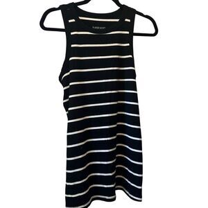 Torrid Super Soft Ribbed Knit High Neck Striped Tank Top Black White Size 0